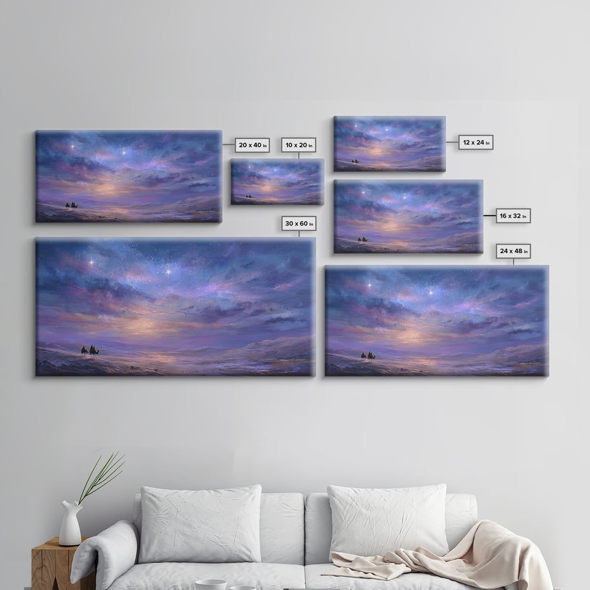 Heavens of Promise, Framed Canvas Print, Christian Art Prints, Christmas Wall Art, Christian Christmas Art, Christian Painting, Modern Chri