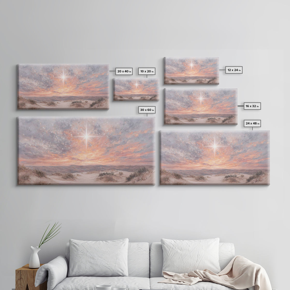 Morning Star Ascending, Framed Canvas Print, Christmas Wall Art, Christian Art Canvas, Christian Christmas Art, Christian Art Print, Moody