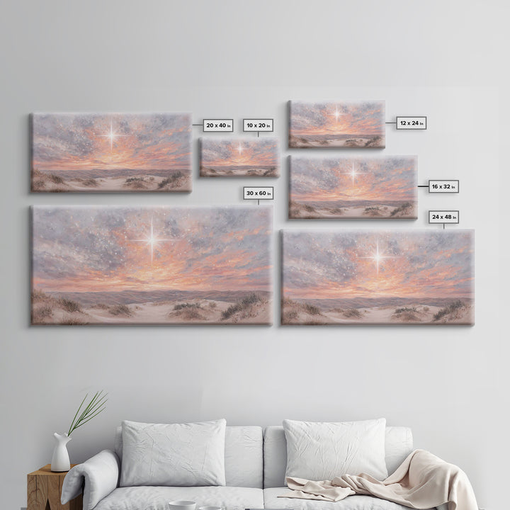 Morning Star Ascending, Framed Canvas Print, Christmas Wall Art, Christian Art Canvas, Christian Christmas Art, Christian Art Print, Moody