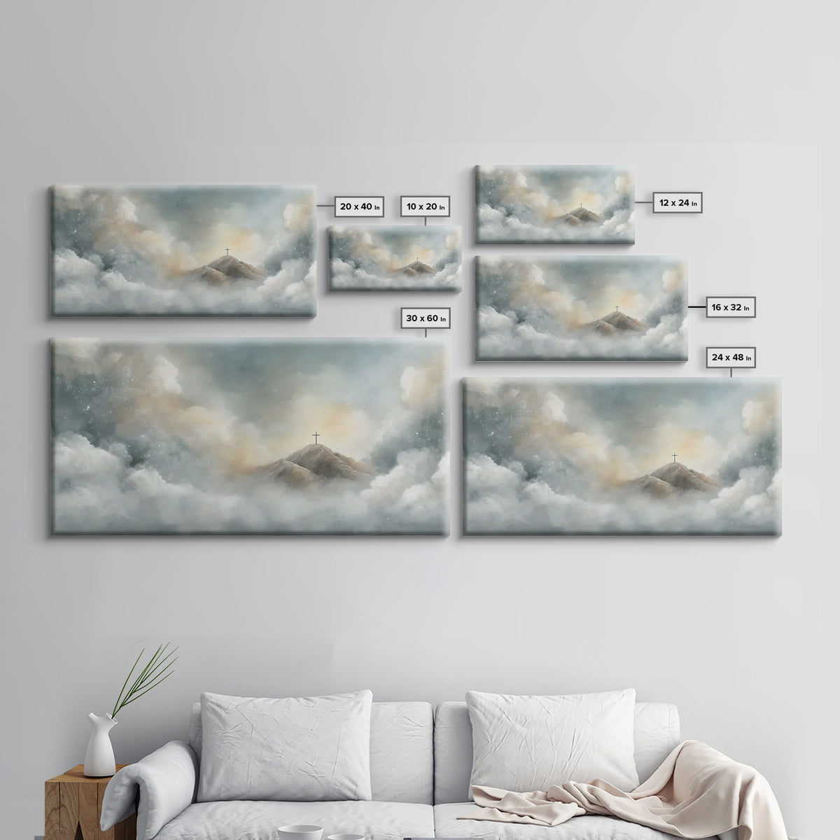 Silent Peaks – Framed Canvas Print – Christian Wall Art – Minimalist Christian Art – Christian Art Canvas – Christmas TV Art