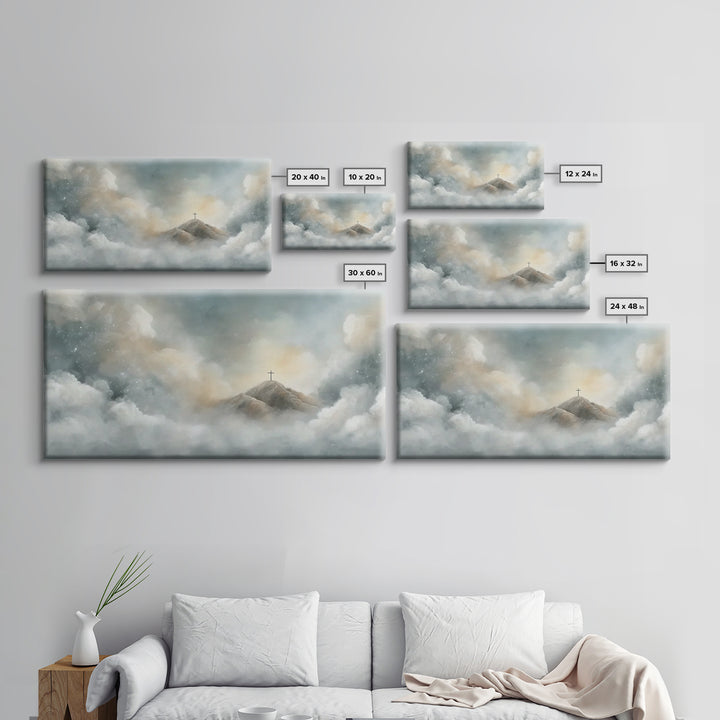 Silent Peaks – Framed Canvas Print – Christian Wall Art – Minimalist Christian Art – Christian Art Canvas – Christmas TV Art