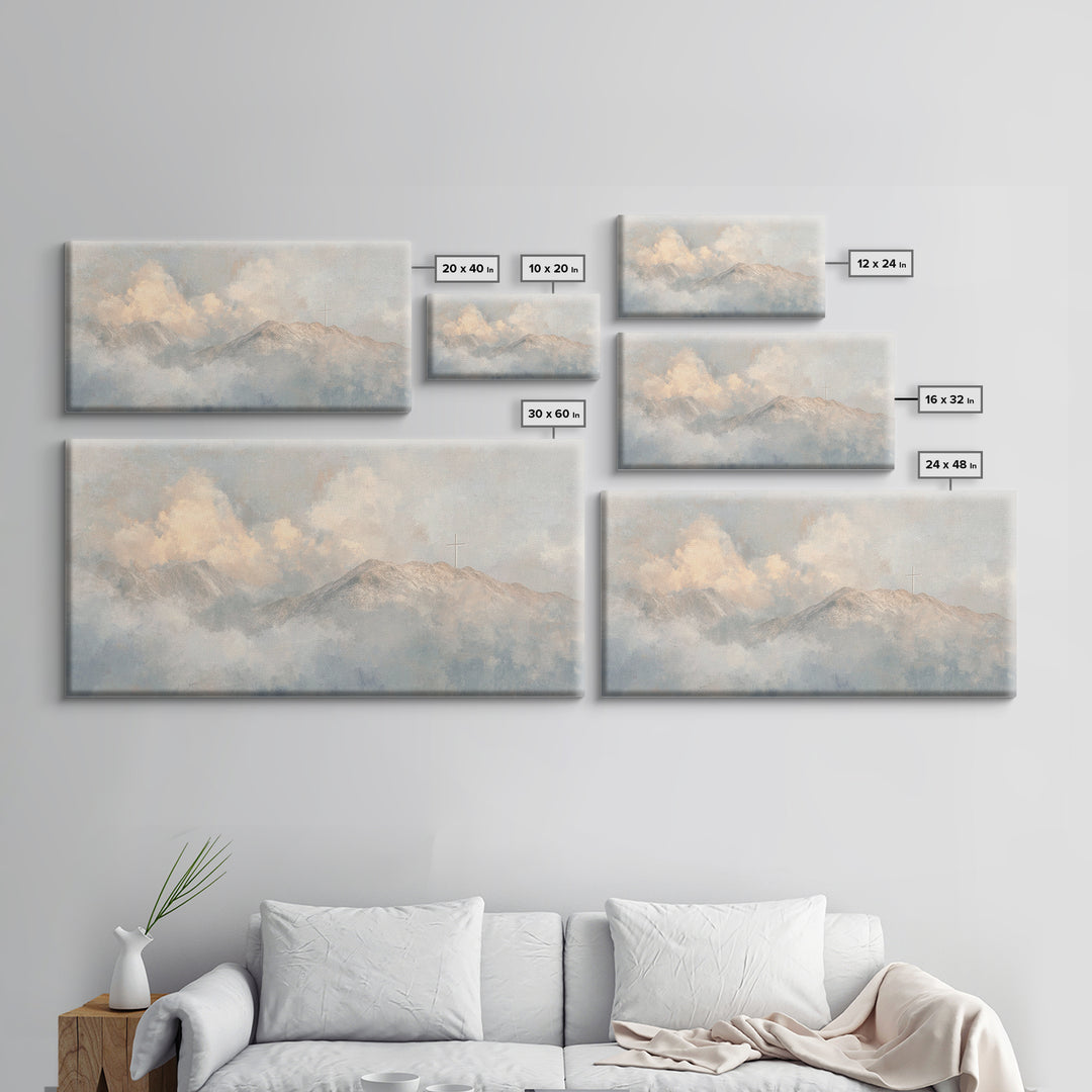 Heaven’s Crest – Framed Canvas Print – Christian Wall Art – Christian Art Canvas – Minimalist Christian Art – Christmas Art Prints