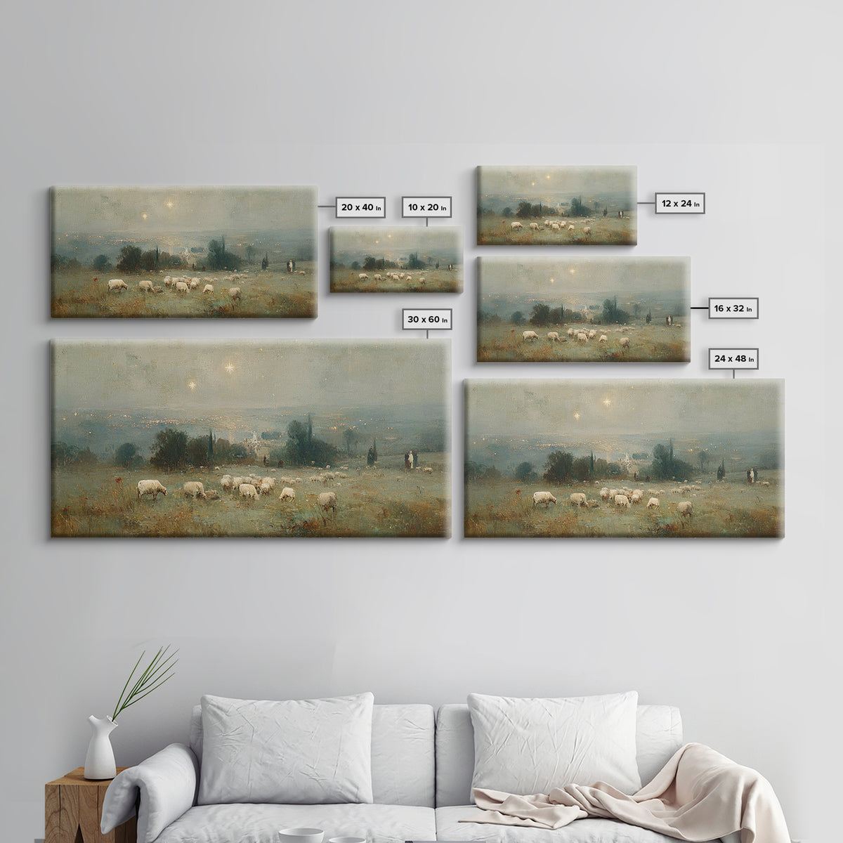 Shepherds Of Light – Framed Canvas Print – Christian Wall Art – Christian Art Canvas – Christmas Art Prints – Christian Christmas Decor