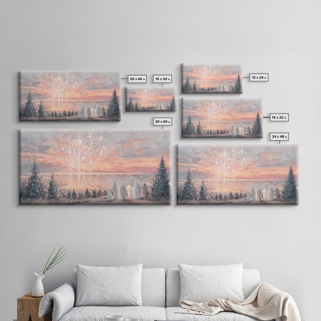 Angelic Horizon – Framed Canvas Print – Christian Art Canvas – Modern Christian Art – Christmas Wall Art – Christian Christmas Art