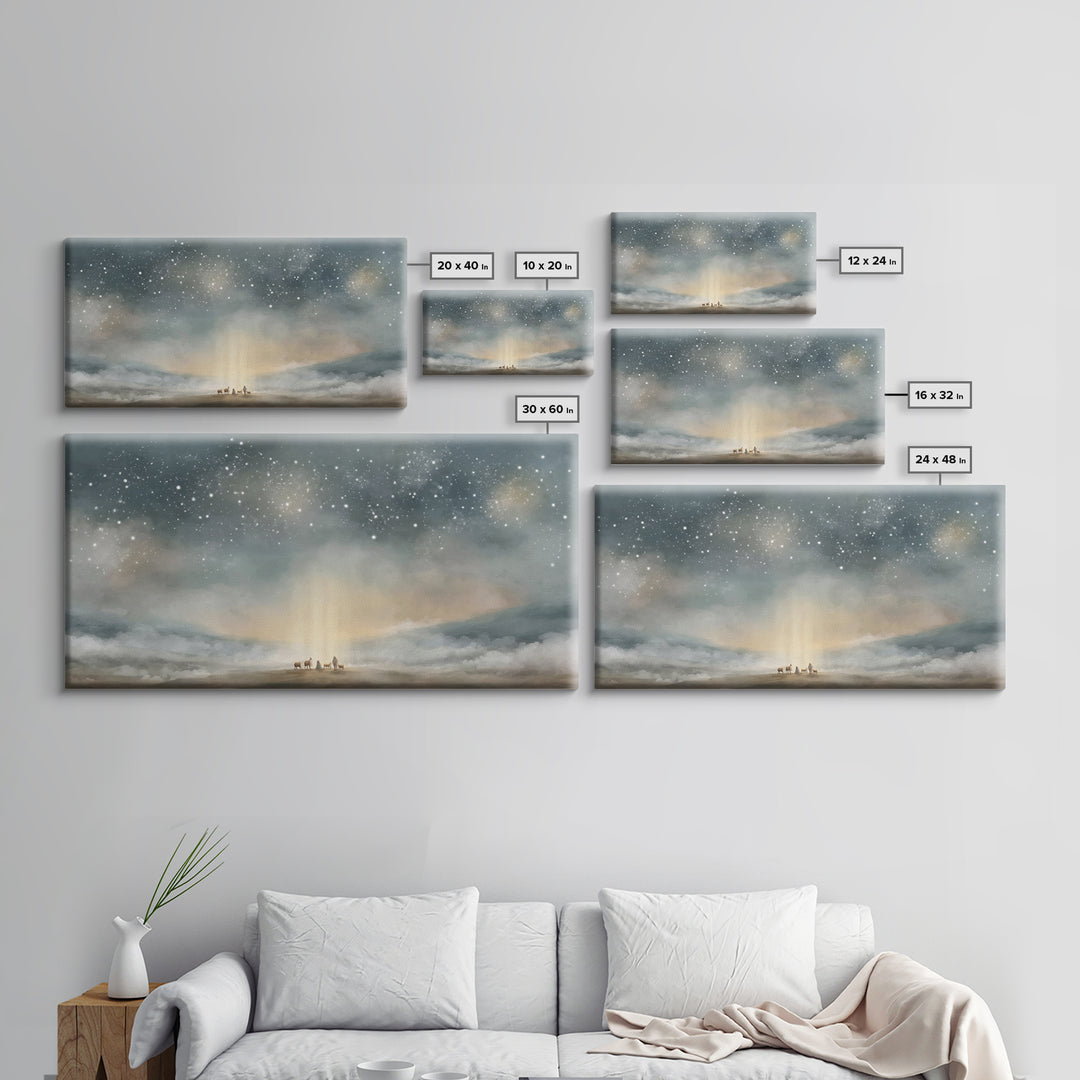 Bethlehem Dawn Star, Framed Canvas Print, Christian Wall Art, Christian Art Canvas, Christmas Art, Christian Christmas Decor