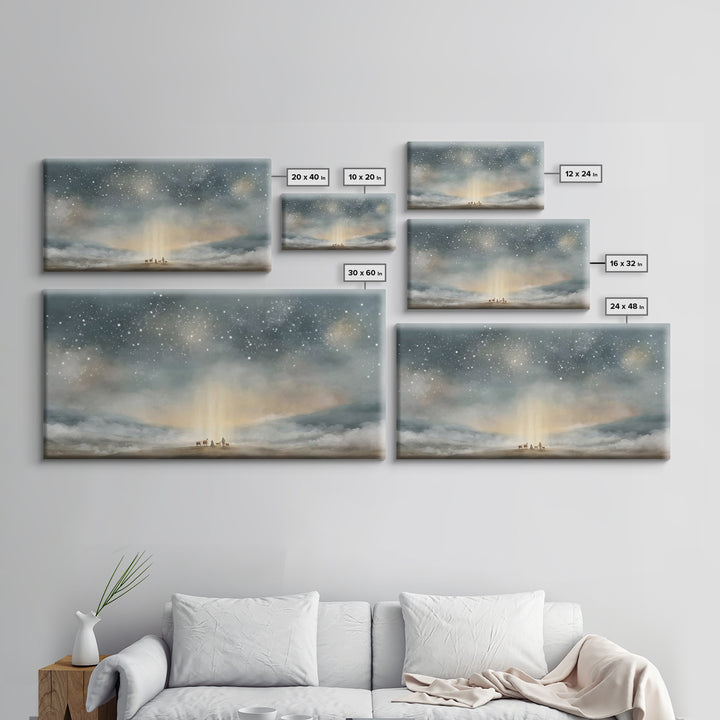 Bethlehem Dawn Star, Framed Canvas Print, Christian Wall Art, Christian Art Canvas, Christmas Art, Christian Christmas Decor