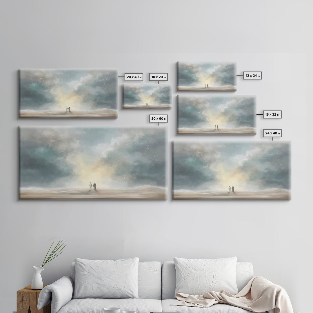 Heavenly Ascent – Framed Canvas Print – Christian Art Canvas – Christian Wall Art – Blue Christian Art – Christian Painting – Christian Gif