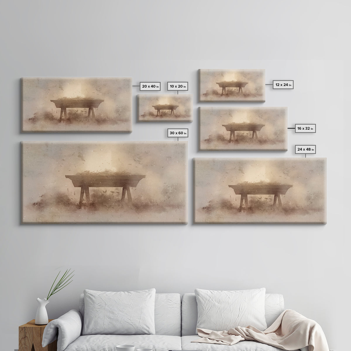 Divine Night Cradle, Framed Canvas Print, Christian Wall Art, Christian Art Canvas, Christian Christmas Art, Christmas Decor