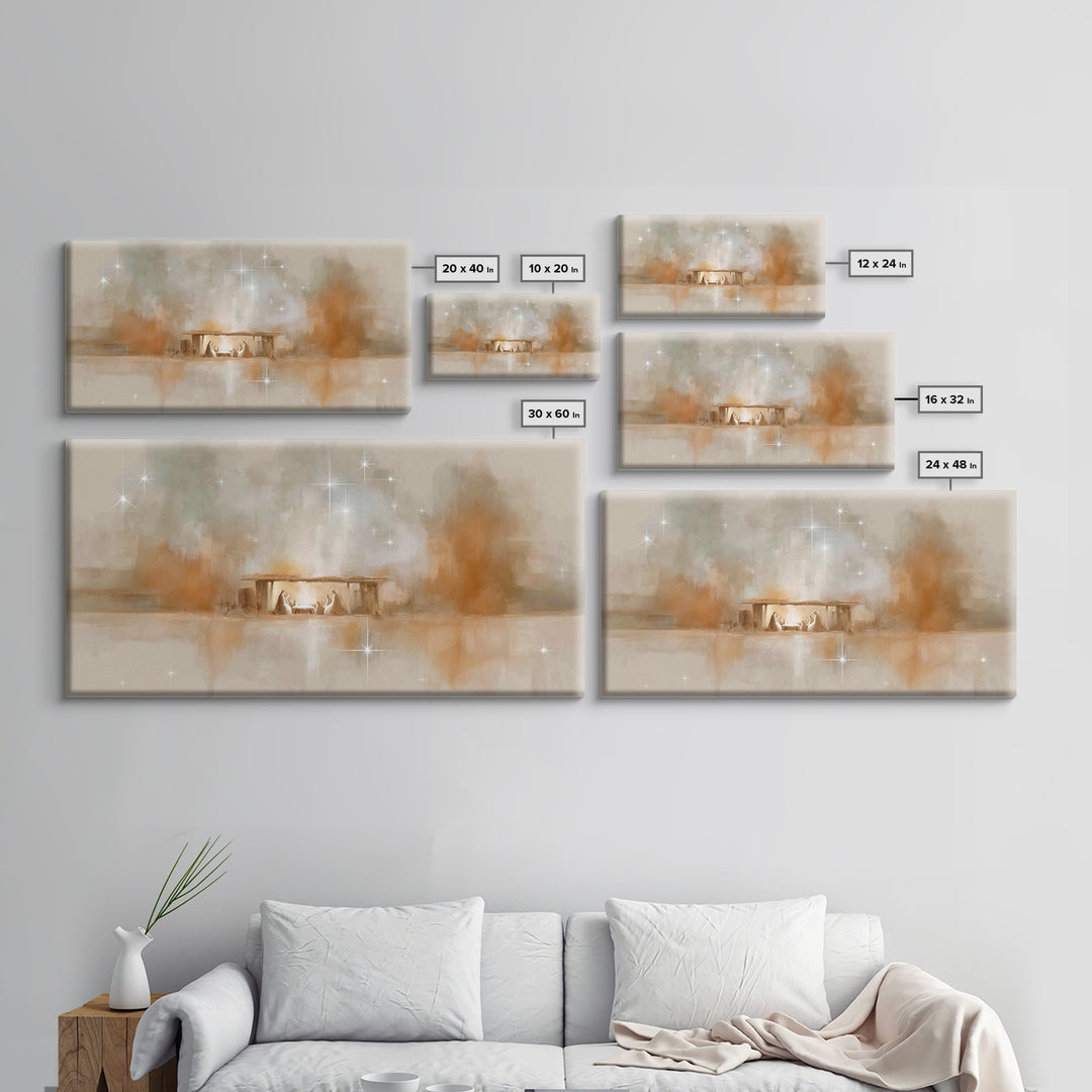 Starry Night Nativity – Framed Canvas Print – Christian Christmas Art – Christian Wall Art – Christian Art Canvas – Christmas Art