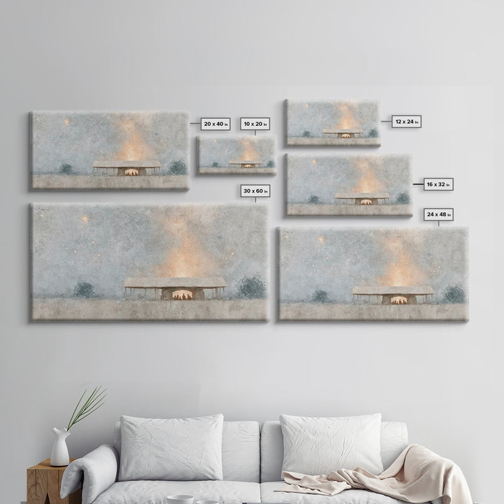 Holy Stable Glow | Framed Canvas Print | Christian Wall Art | Christian Christmas Art | Christmas Art | Christian Art Canvas