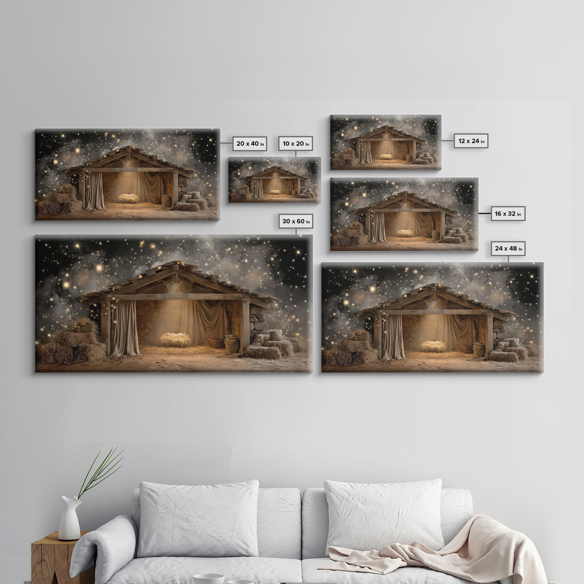 Blessed Night Shelter – Framed Canvas Print – Christmas Art – Christian Art Canvas – Christian Wall Art – Christian Christmas Art