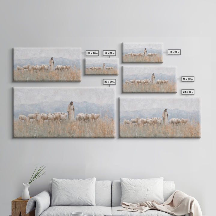 Pasture Guardian – Framed Canvas Print – Christian Art Canvas – Jesus Painting – Christian Wall Art – Christian Painting – Christian Decor