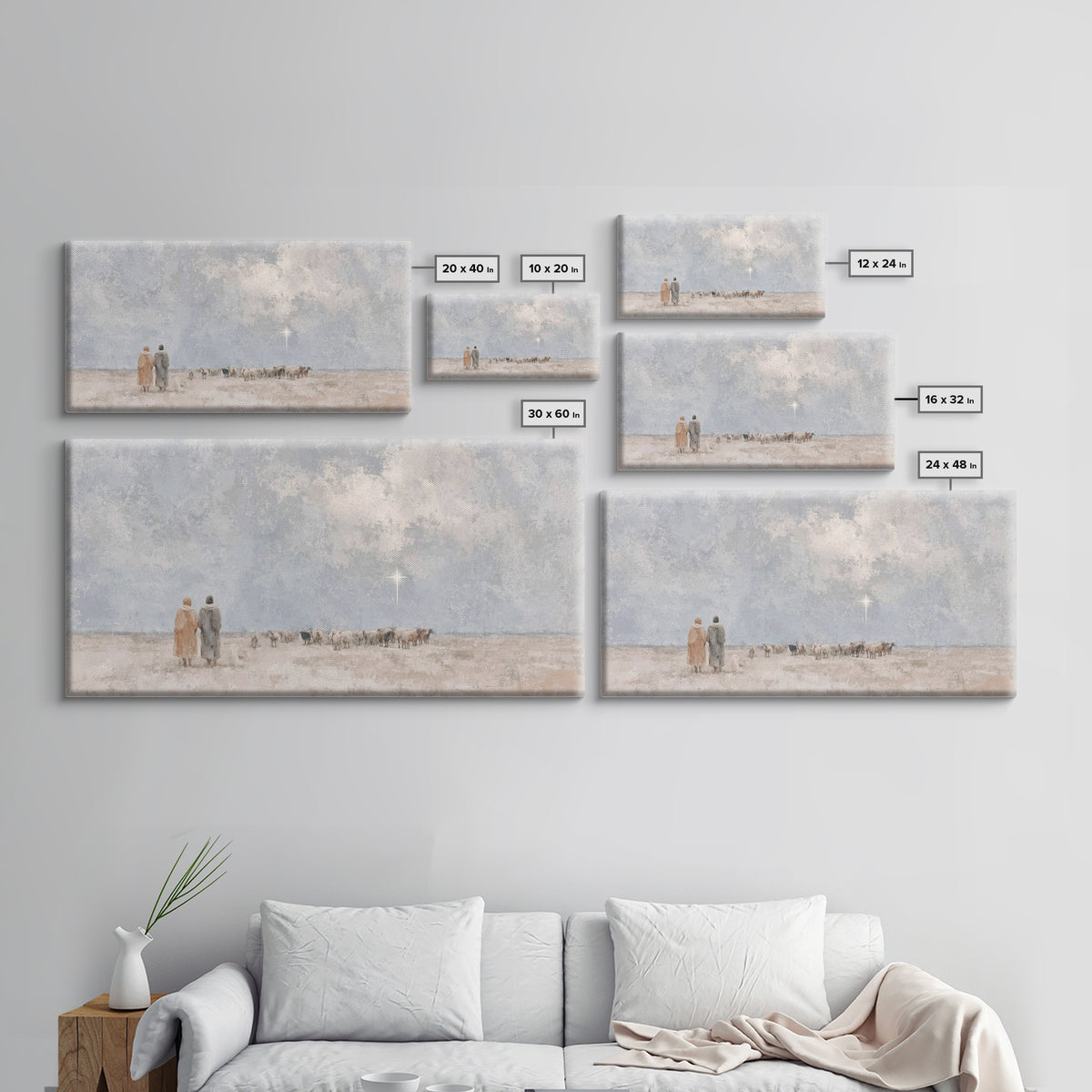 Shepherds In Stillness | Framed Canvas Print | Christian Art Canvas | Christian Christmas Art | Christian Wall Art | Christmas Art | Christ