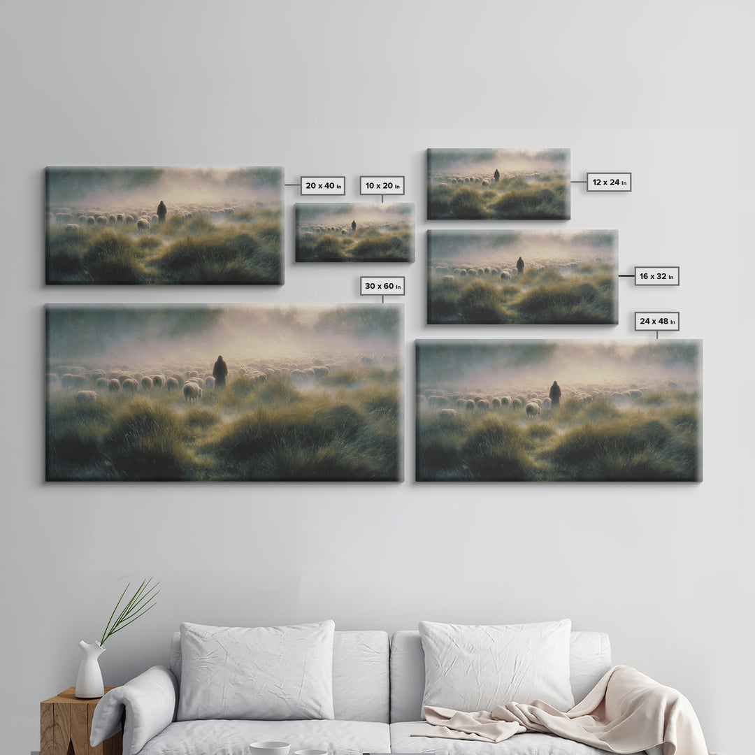Graceful Flock Dawn – Framed Canvas Print – Jesus Painting – Christian Art Canvas – Christian Wall Art – Christmas Art Prints – Christian G