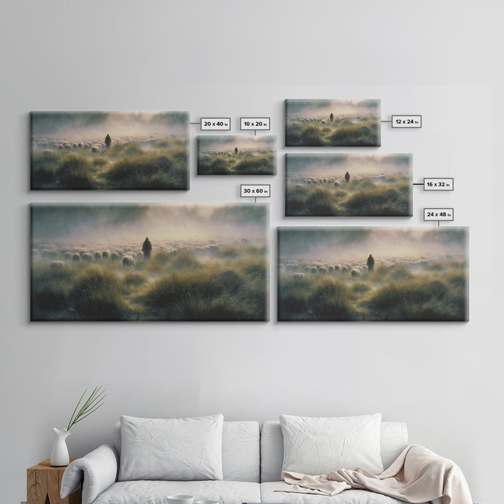 Graceful Flock Dawn – Framed Canvas Print – Jesus Painting – Christian Art Canvas – Christian Wall Art – Christmas Art Prints – Christian G