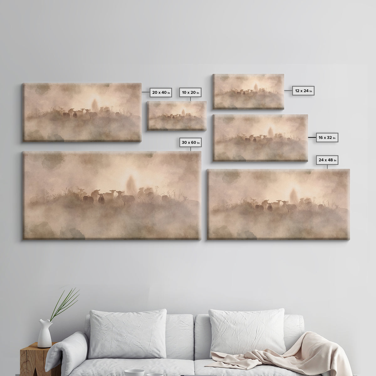 Misty Shepherd Path – Framed Canvas Print – Christian Wall Art – Christian Art Canvas – Jesus Painting – Moody Christian Art – Christian De