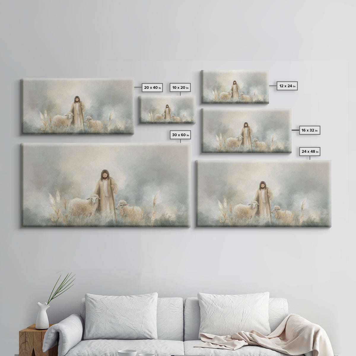 Gentle Shepherd Grace | Framed Canvas Print | Christian Art Canvas | Jesus Painting | Christian Wall Art | Subtle Christian Art | Christian