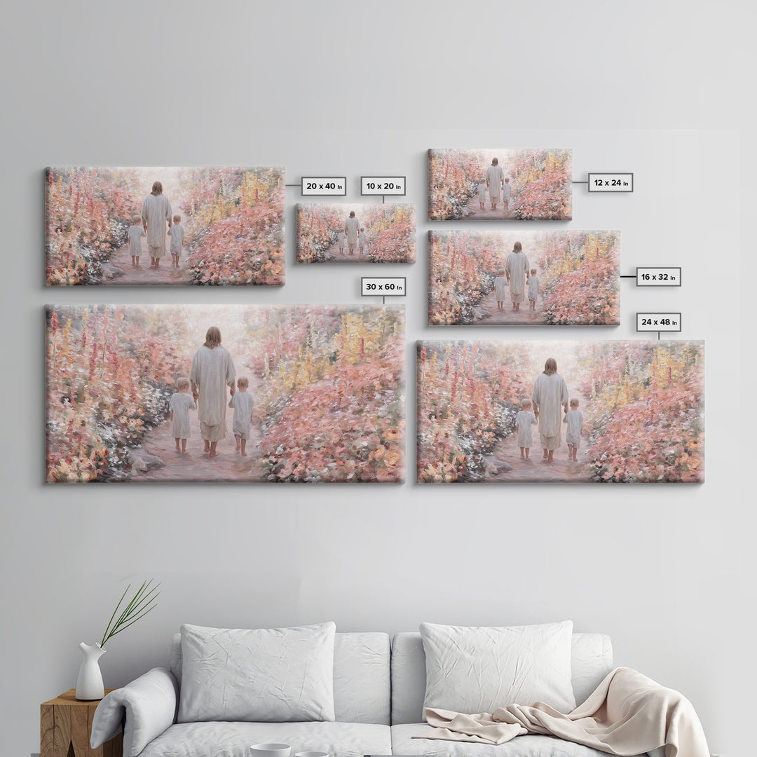 Garden Walk Blessing, Framed Canvas Print, Christian Wall Art, Jesus Painting, Christian Art Canvas, Christian Painting, Christian Gift