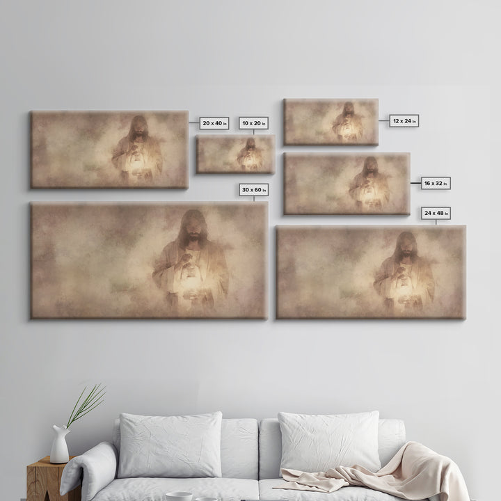 Lamp Of Mercy – Framed Canvas Print – Christian Wall Art – Jesus Painting – Christian Art Canvas – Christian Decor – Minimalist Christian A