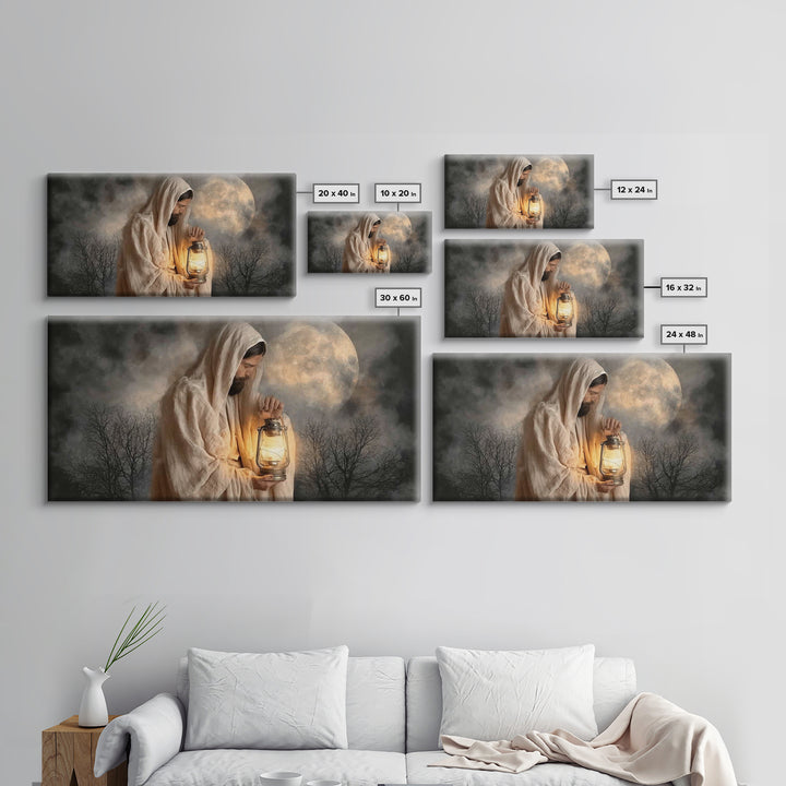 Night Of Peace, Framed Canvas Print, Christian Wall Art, Jesus Painting, Christian Art Canvas, Christian Decor, Moody Christian Art