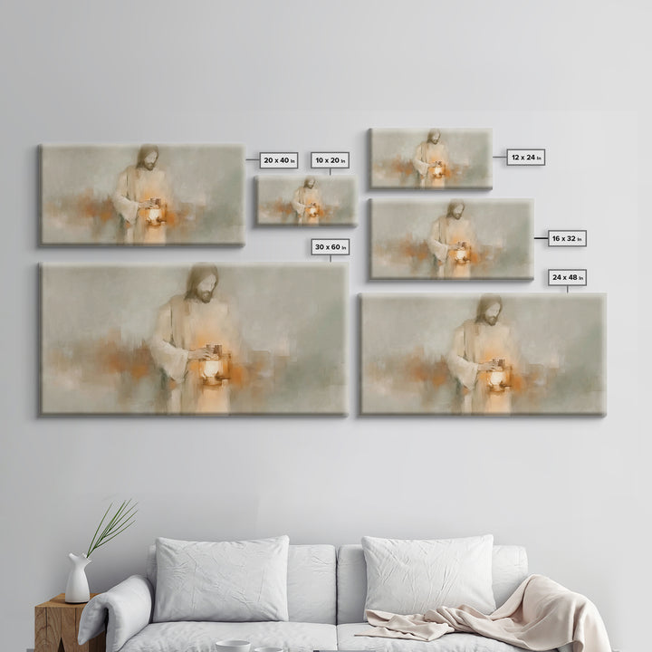 Soft Lantern Light – Framed Canvas Print – Christian Art Canvas – Christian Wall Art – Jesus Painting – Christian Decor – Subtle Christian