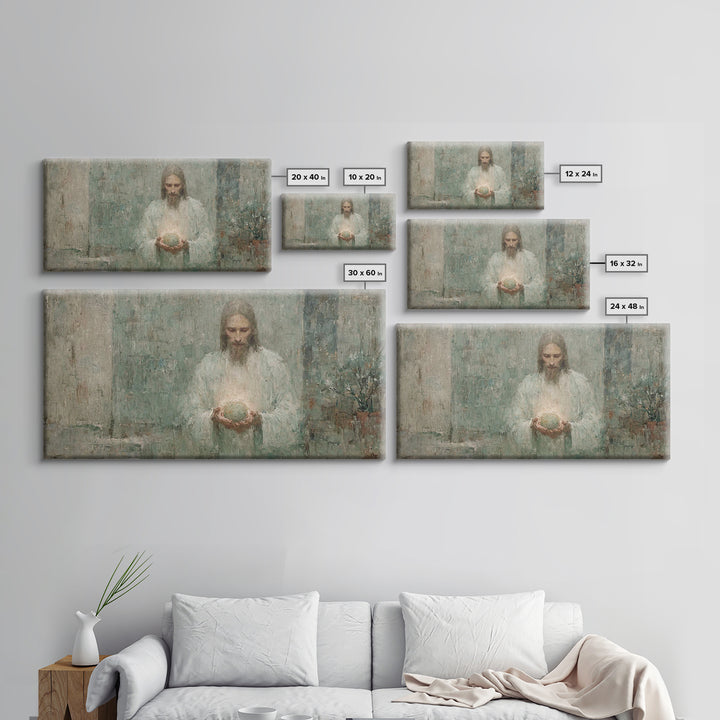 Heavenly Glow, Framed Canvas Print, Christian Art Canvas, Christian Wall Art, Jesus Painting, Christian Decor, Modern Christian Art