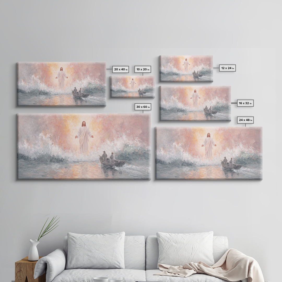 Waves Of Calling | Framed Canvas Print | Jesus Painting | Christian Wall Art | Christian Art Canvas | Christian Decor | Large Christian Art
