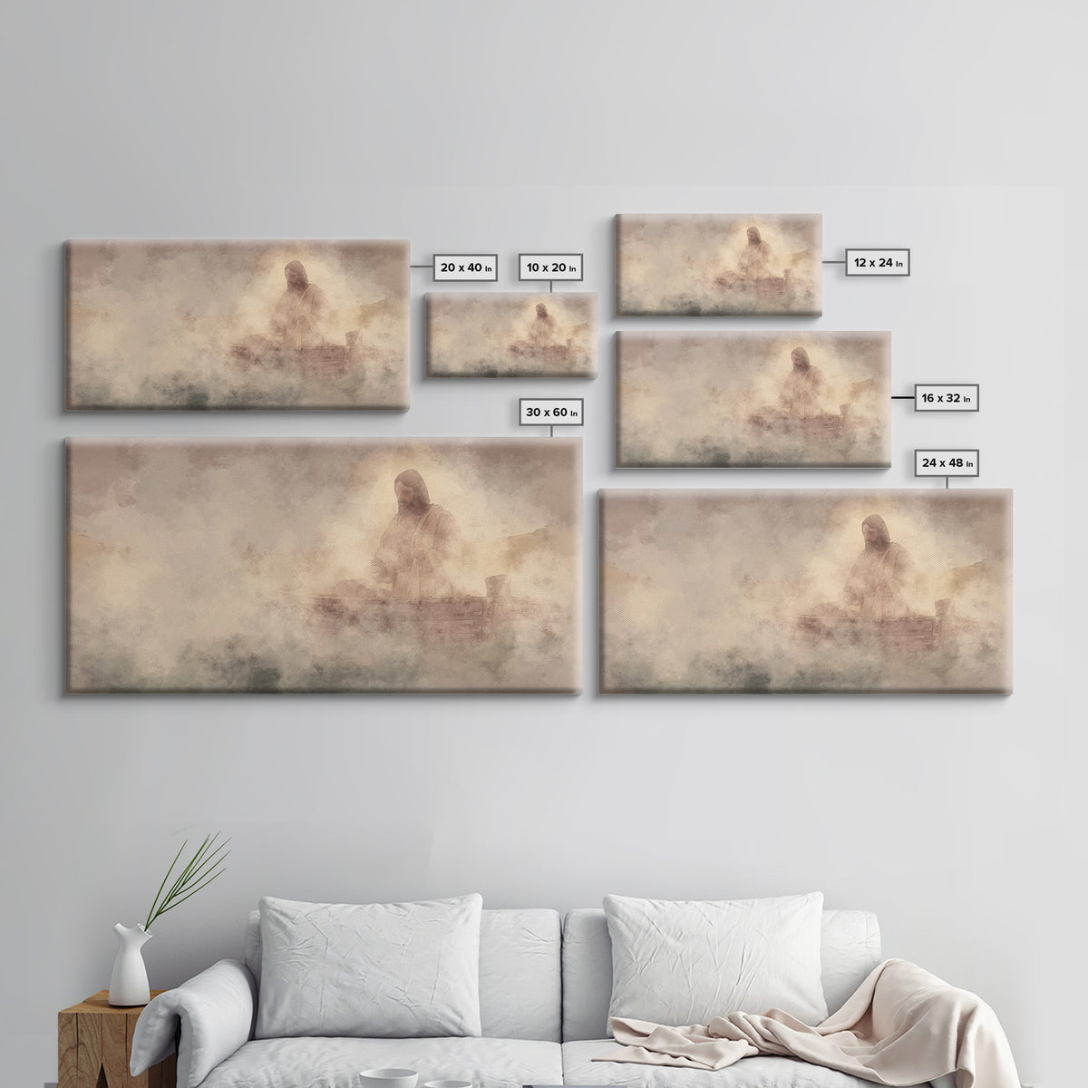 Calm Over Waters – Framed Canvas Print – Christian Wall Art – Jesus Painting – Christian Art Canvas – Christian Decor – Modern Christian Pa
