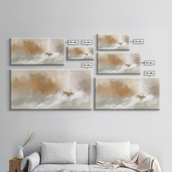 Calm In The Storm – Framed Canvas Print – Christian Art Print – Jesus Painting – Christian Wall Art – Moody Christmas Art – Christian Chris