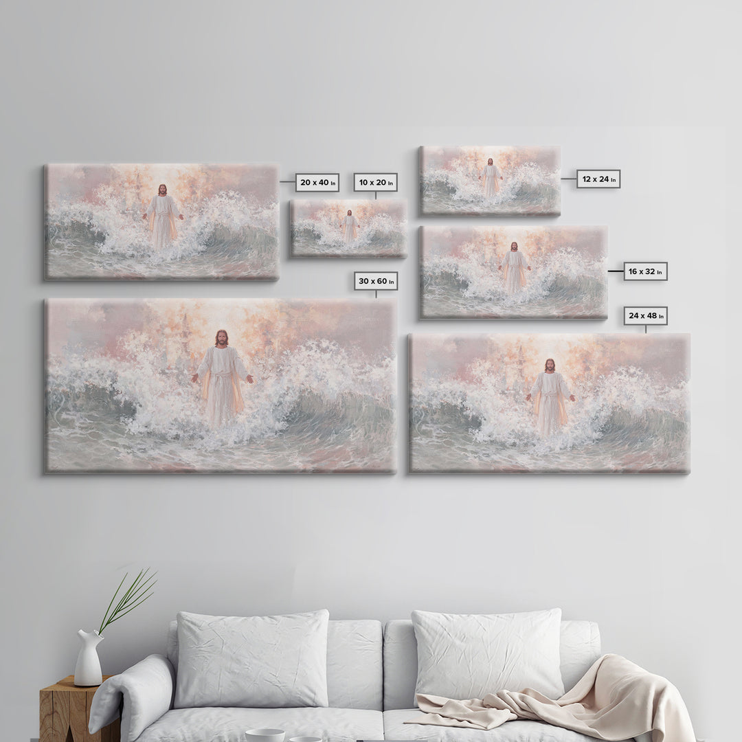 Stormlight Redeemer – Framed Canvas Print – Christian Wall Art – Jesus Art Print – Modern Christian Art – Christmas Art – Christian Decor F
