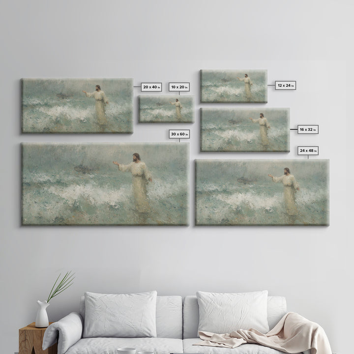 Waves Of Faith – Framed Canvas Print – Christian Wall Art – Jesus Painting – Christian Art Canvas – Moody Christian Art – Christian Gift Id