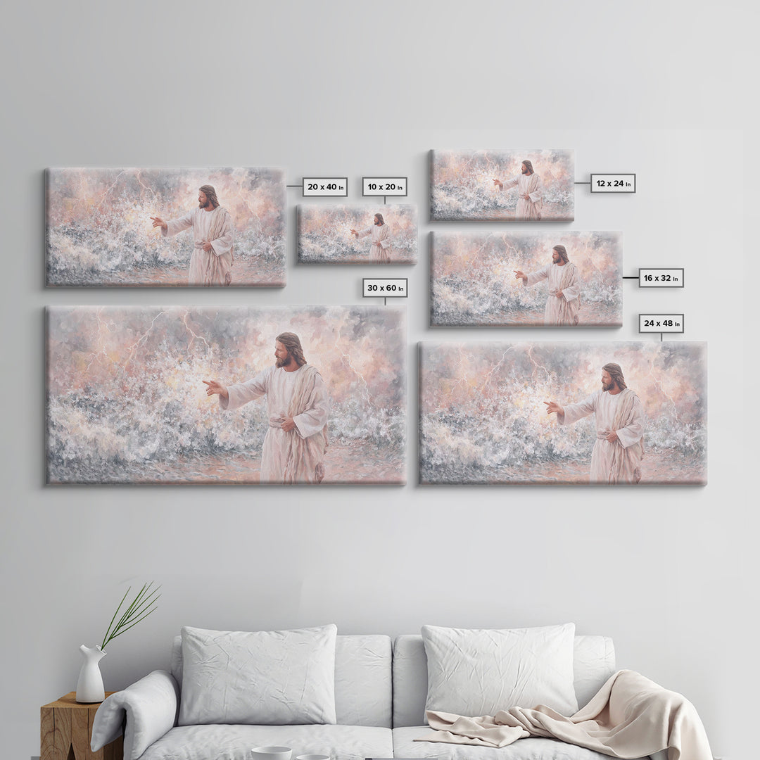 Beacon Of Authority | Framed Canvas Print | Christian Art Print | Jesus Painting | Christian Wall Art | Modern Christian Painting | Christi