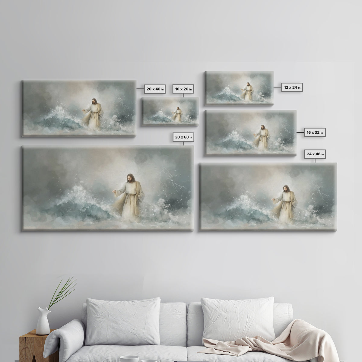 Majesty In Clouds – Framed Canvas Print – Christian Art Print – Jesus Painting – Christian Decor – Christian Art Canvas – Moody Christmas A