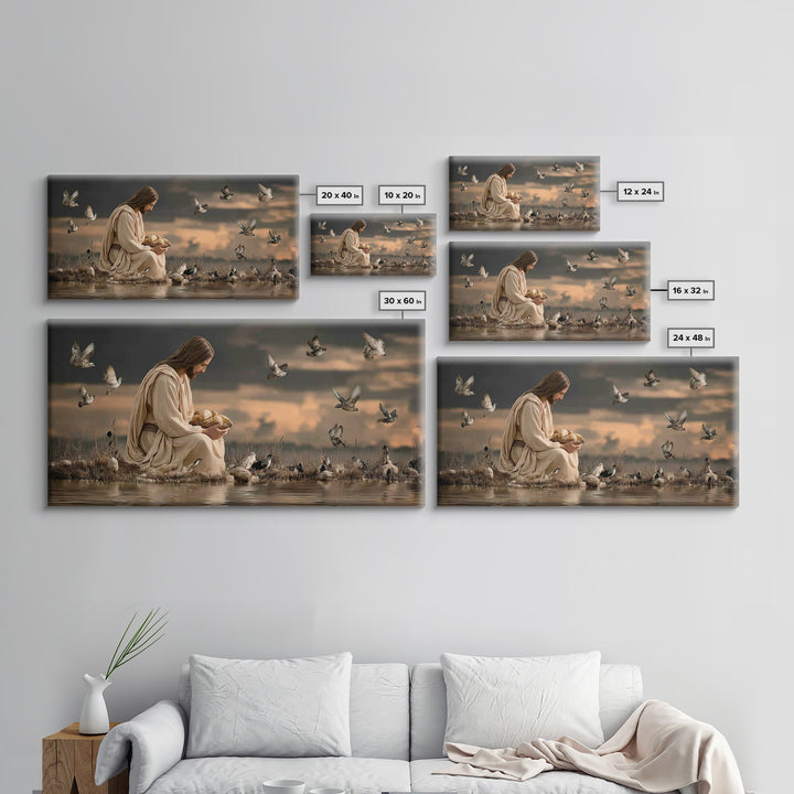 Evening Provision – Framed Canvas Print – Jesus Painting – Christian Christmas Art – Moody Christian Art – Christian Art Work