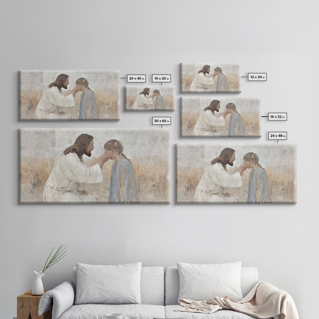 Healing Grace – Framed Canvas Print – Christian Paintings – Jesus Art Print – Minimalist Christian Art – Christian Wall Art
