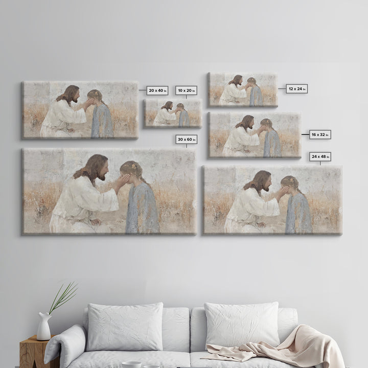Healing Grace – Framed Canvas Print – Christian Paintings – Jesus Art Print – Minimalist Christian Art – Christian Wall Art