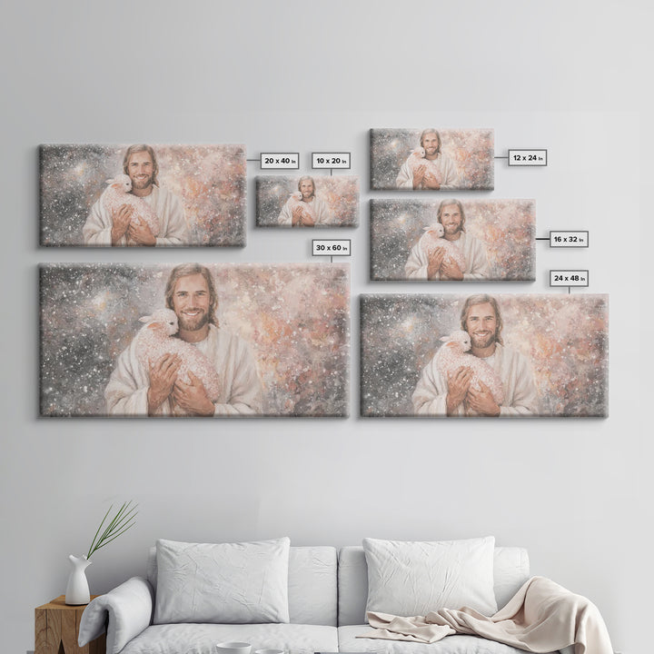 Beloved Shepherd Light, Framed Canvas Print, Christian Wall Art, Jesus Painting, Christian Art Canvas, Christian Christmas