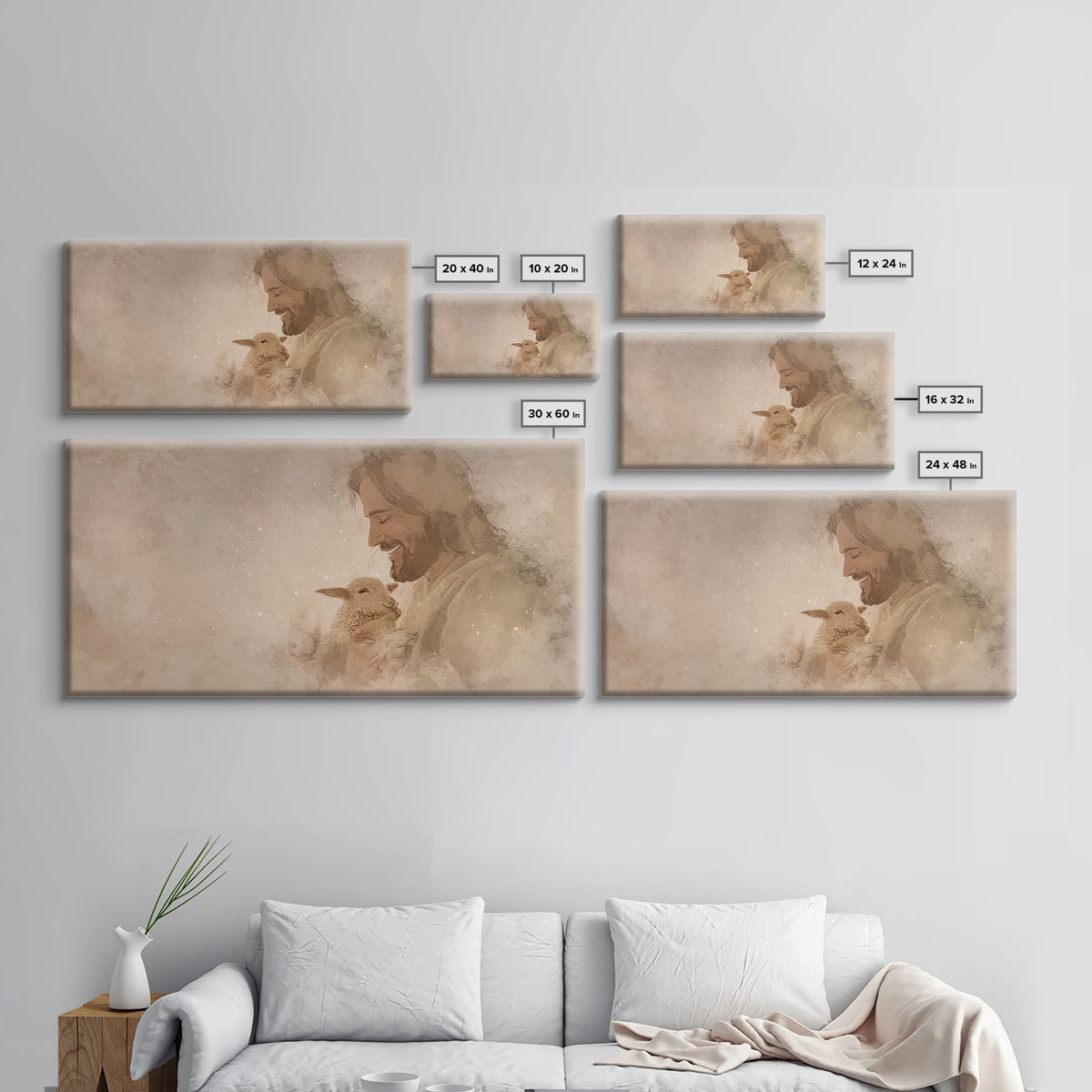 Joyful Shepherd Grace | Framed Canvas Print | Jesus Painting | Christian Art Canvas | Christian Wall Art | Christmas Art