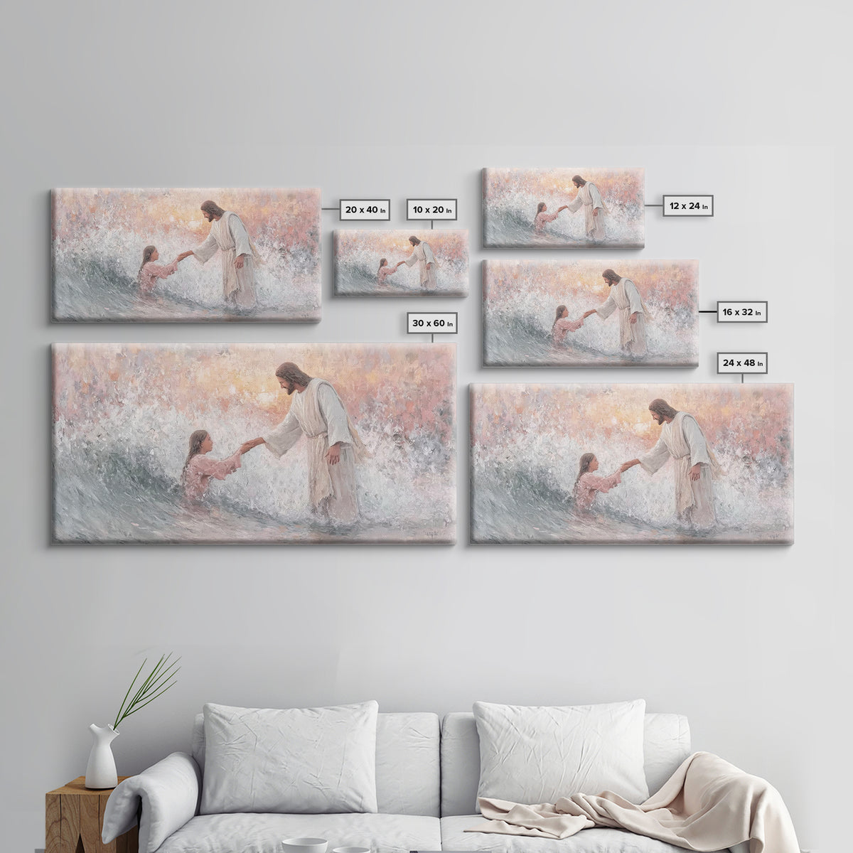 Waves Of Grace – Framed Canvas Print – Jesus Painting – Christian Wall Art – Christian Art Canvas – Large Christian Art – Christian Gift