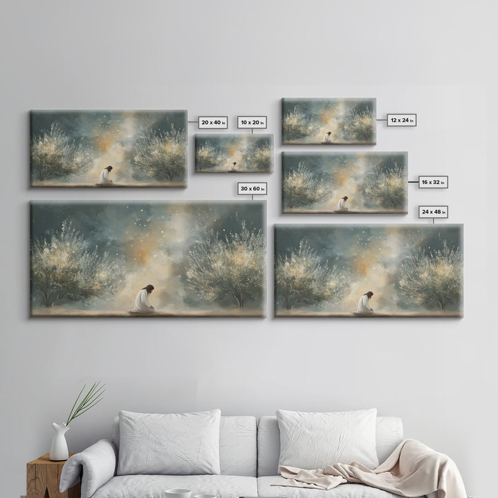 Olive Grove Peace – Framed Canvas Print – Christian Wall Art – Christian Art Print – Jesus Painting – Moody Christian Art – Christian Chris