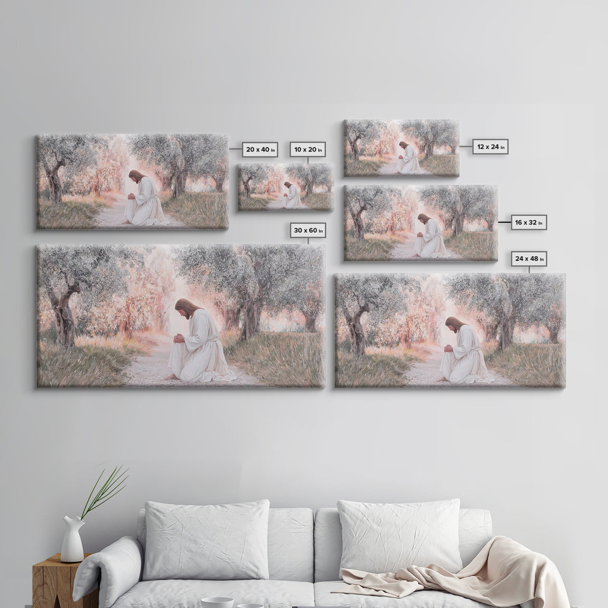 Olive Grove Light | Framed Canvas Print | Christian Art Canvas | Modern Christian Art | Jesus Painting | Christian Wall Art | Christian Gif