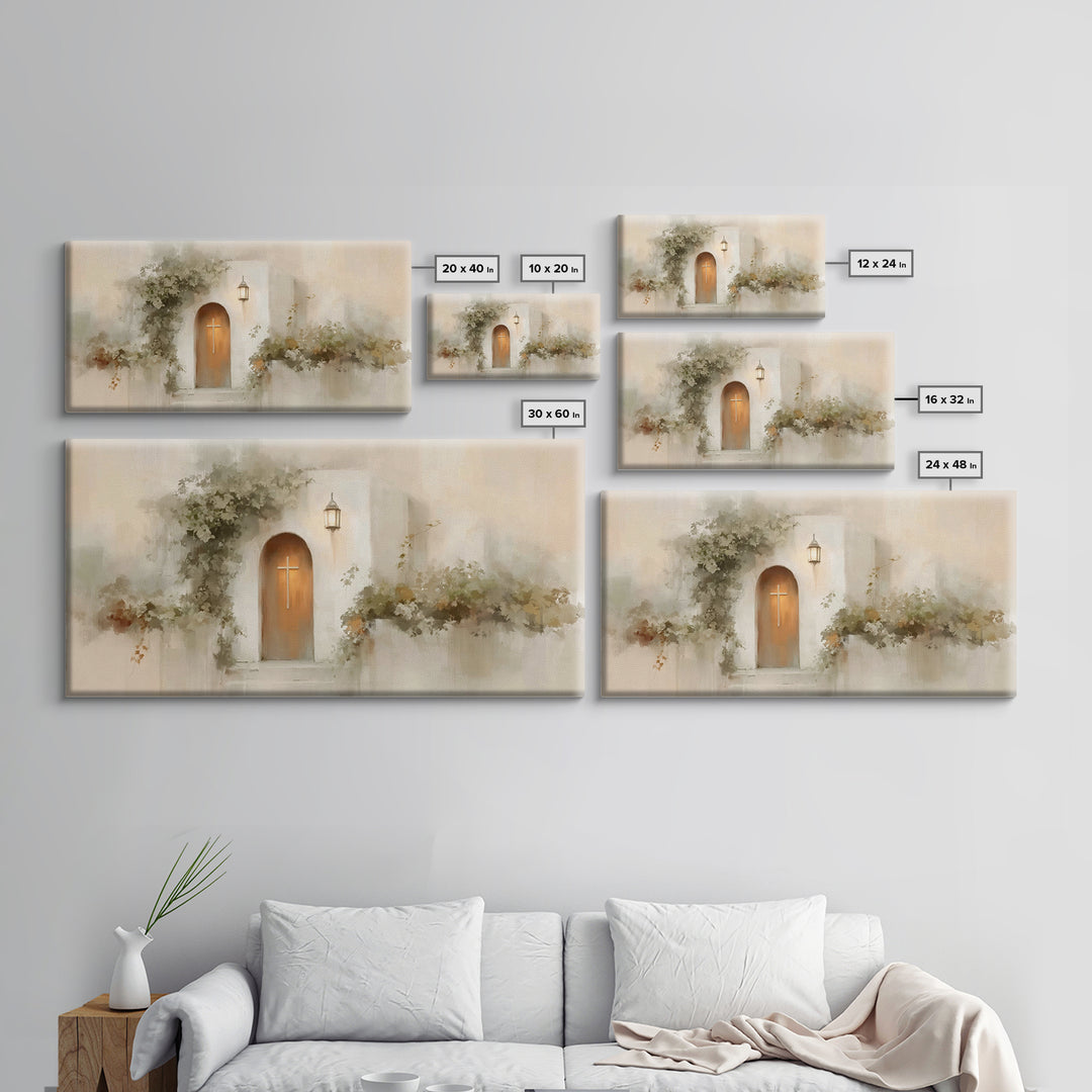 Cross At The Door | Framed Canvas Print | Christian Wall Art | Christian Christmas Art | Christian Art Canvas | Christian Decor | Modern Ch