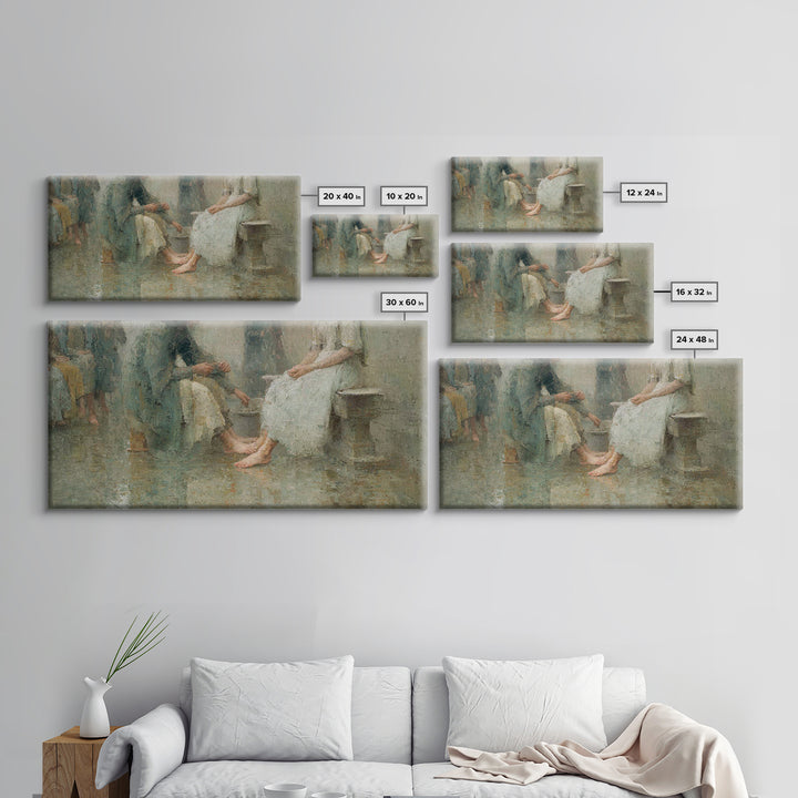 Humble Service, Framed Canvas Print, Christian Wall Art, Christian Art Canvas, Christian Painting, Christian Decor, Subtle Christian Art