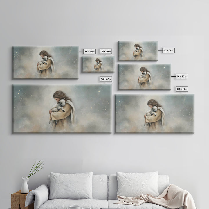 Heaven’s Gentle Hold, Framed Canvas Print, Christian Wall Art, Jesus Painting, Modern Christian Art, Christian Art Canvas, Christian Christ