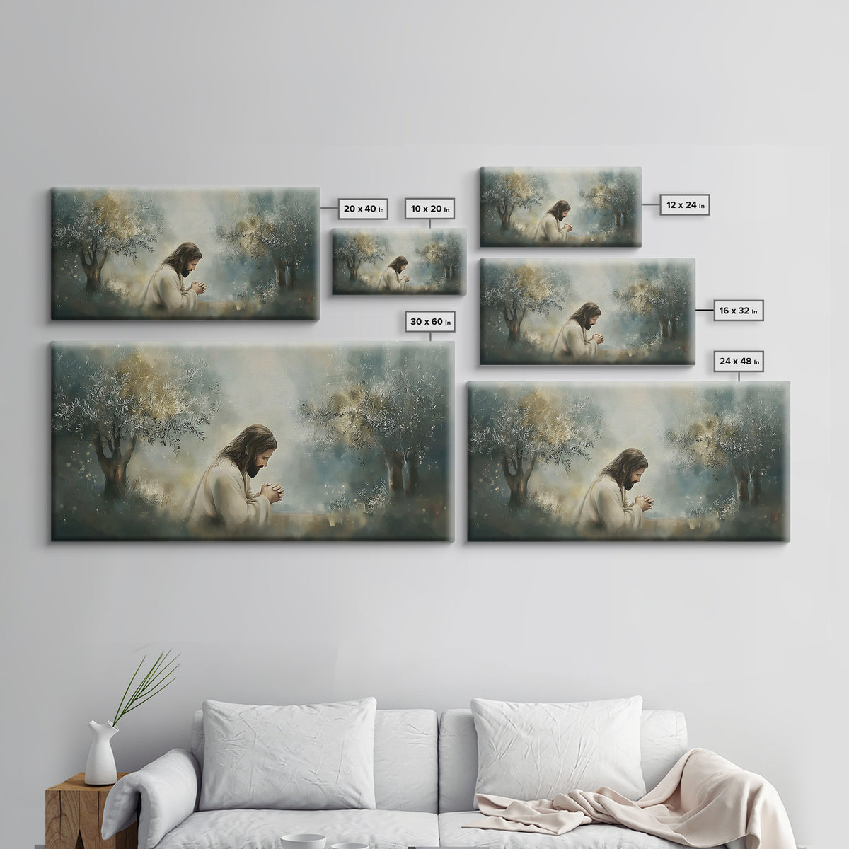 Olive Grove Prayer, Framed Canvas Print, Christian Art Canvas, Christian Wall Art, Jesus Painting, Subtle Christian Art, Christian Christma