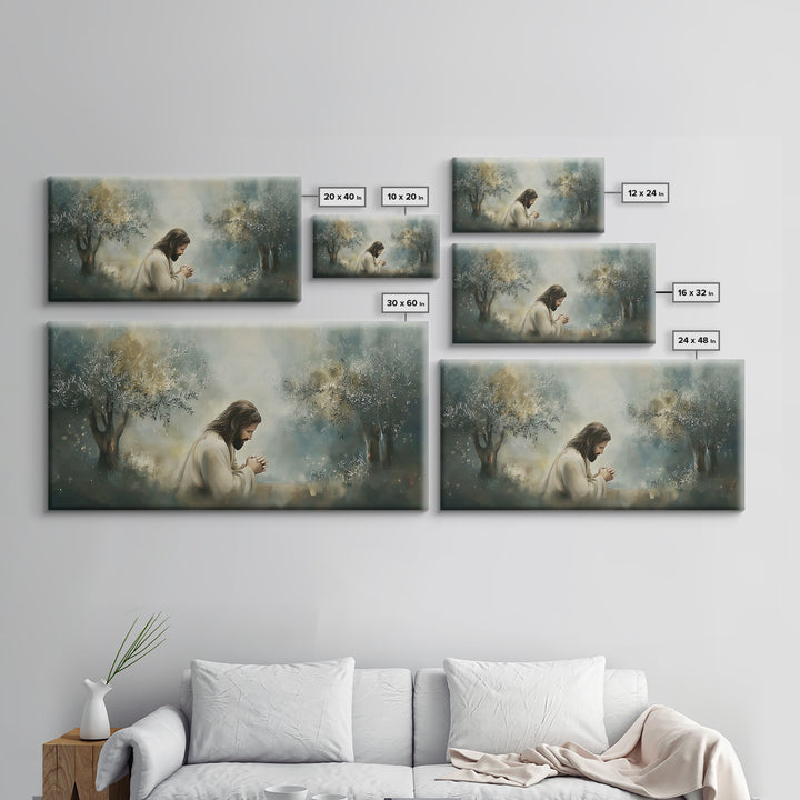 Olive Grove Prayer, Framed Canvas Print, Christian Art Canvas, Christian Wall Art, Jesus Painting, Subtle Christian Art, Christian Christma