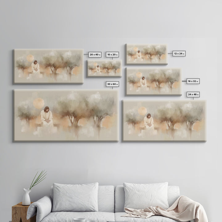 Stillness Of Devotion – Framed Canvas Print – Christian Wall Art – Modern Christian Art – Jesus Painting – Christian Art Canvas – Christmas