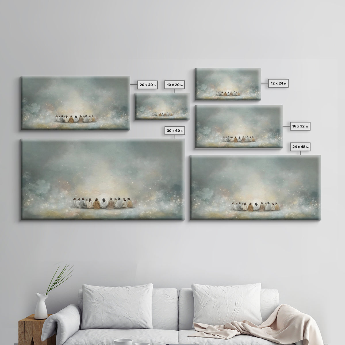 Heavenly Gathering, Framed Canvas Print, Christian Wall Art, Christian Art Canvas, Jesus Painting, Large Christian Art, Christian Gift Idea