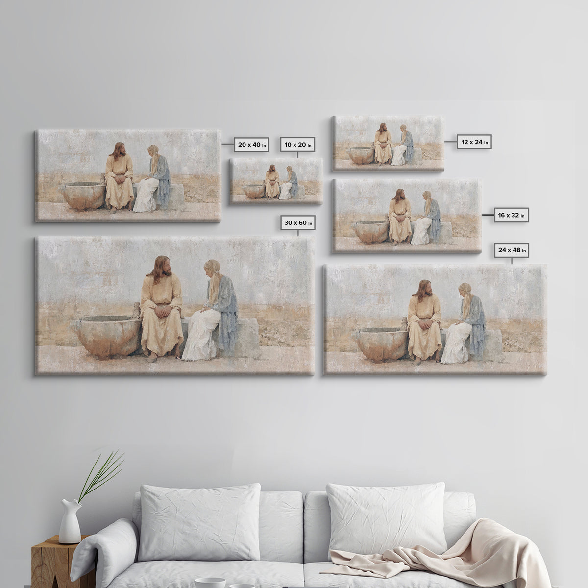 Living Water Meeting, Framed Canvas Print, Christian Wall Art, Christian Art Canvas, Jesus Painting, Modern Christian Art, Christian Decor