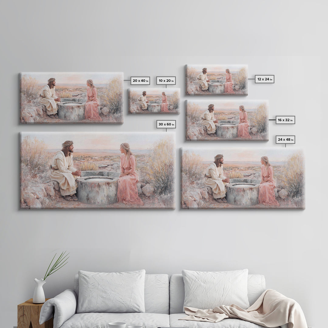 Desert Conversation, Framed Canvas Print, Christian Art Canvas, Modern Christian Art, Jesus Painting, Christian Wall Art, Christian Gift Id